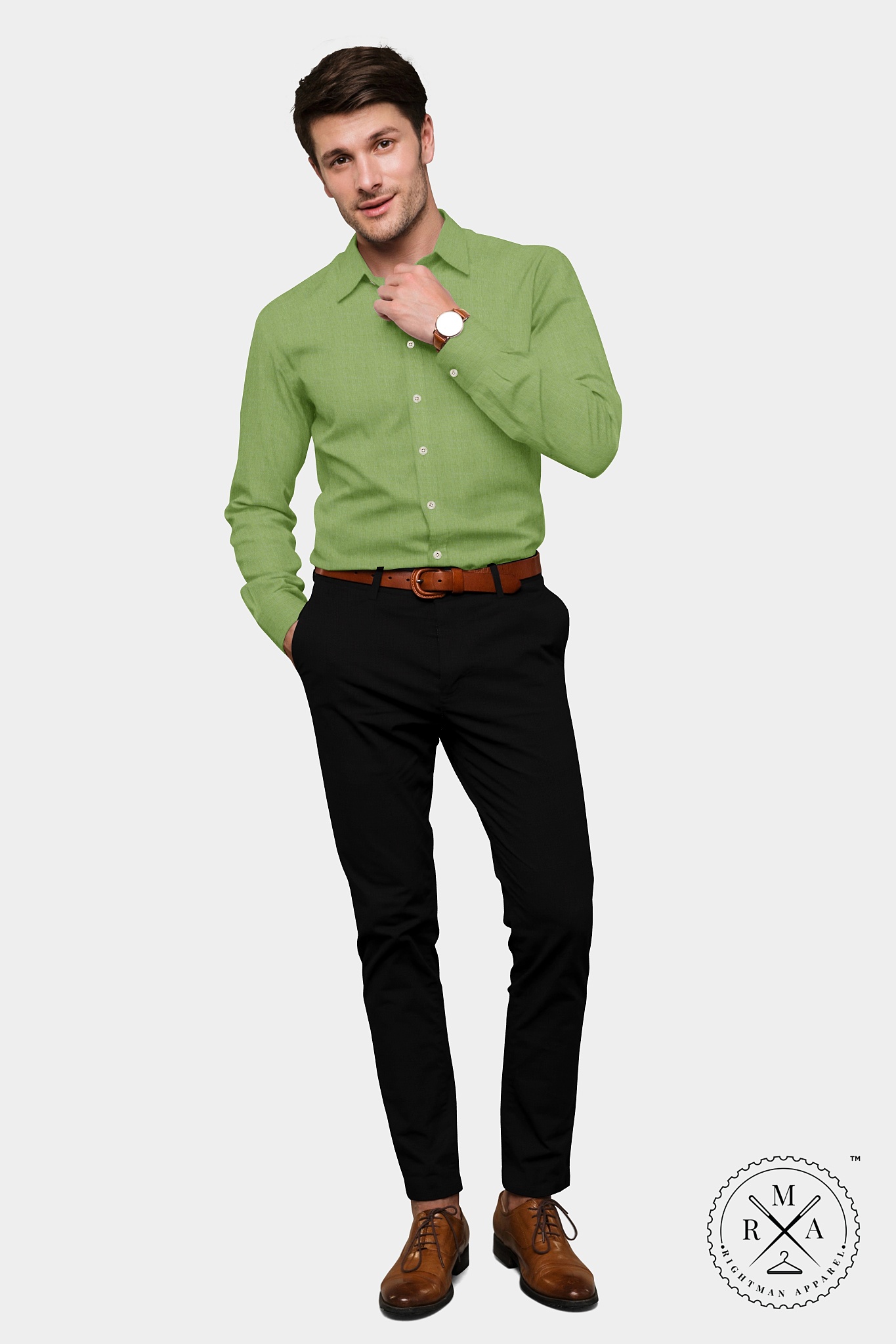 Light Green Linen Shirt SH378